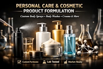 formulate personal care and  cosmetics product, body spray, body washes, creams