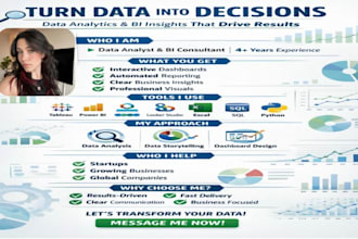 be your data analyst and tableau expert for dashboards and data visualization