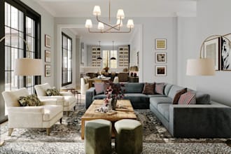 transitioned 3d room into stylized interior design,unit house rendering,skp file