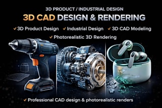 do 3d product design, industrial product design and 3d cad design