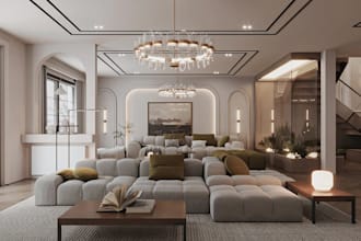 upgrade 3d residential building, cozy apartment interior design, house rendering