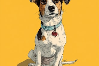 draw a cute cartoon portrait of your pet dog
