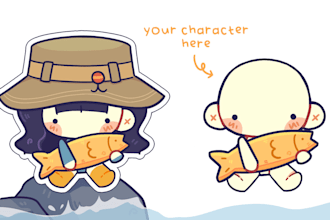 draw ych plushie holding a fish for your character