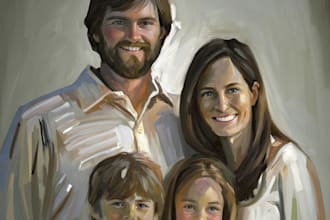 do realistic family portrait, couple art