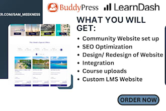 design redesign wordpress lms website using learndash,buddyboss,eduma