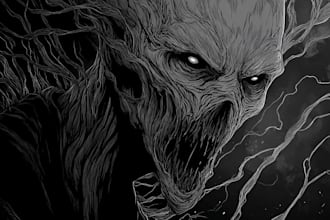 make an detailed dark art illustrations for band
