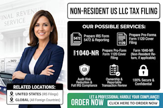 foreign owned llc tax form 5472, pro forma 1120, 1040, as cpa for non residents