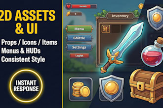 create 2d game assets, props, icons, and UI for your game