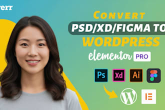 convert figma, PSD, xd to wordpress using elementor pro