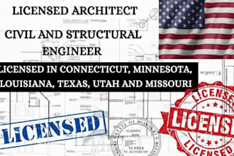 licensed architect, civil, structural pe stamp connecticut louisiana mn utah tx