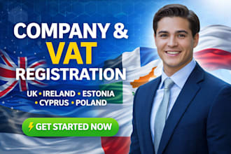 company registration and vat in UK, ireland, estonia, cyprus, poland
