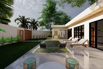 design interior and exterior with 3d render in revit bim
