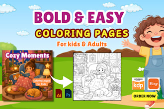 draw cozy custom theme kids coloring pages for KDP