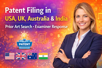 file patent in USA UK australia india with search and examiner response