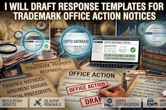 draft response templates for trademark office action notices