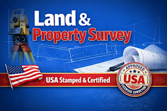 provide land survey property survey boundary survey and stamp in USA