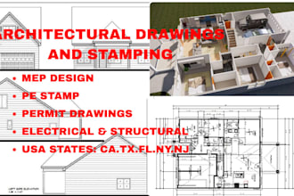 draw architectural construction drawing 2d floor plans mep pe stamp city permit