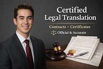 provide certified legal document translation for contracts and certificates