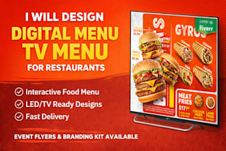 design digital menu TV menu for restaurant led menu