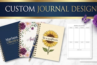 design journal, planner, fillable pdf, workbook, ebook design