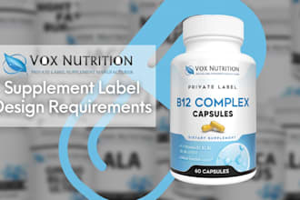 create rocktomic, supliful, white label, vox nutrition supplement label design