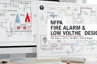 design nfpa fire alarm, cctv, pa, mep low voltage cad drawings