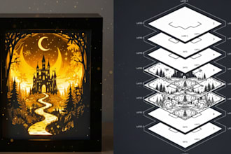design custom 3d light box and shadow box svg for paper cutting