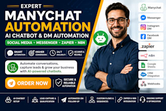 manychat automation social media messenger ai chatbot zapier n8n dm automation