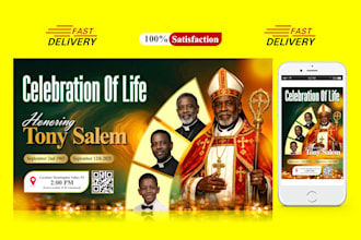 design funeral, memorial, obituary flyer and poster in 3hrs