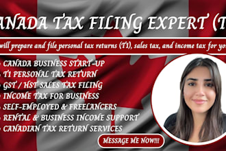 prepare and file personal tax returns t1 in canada, sales tax, and income tax