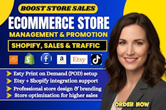do ecommerce store management for shopify tiktok shop esty ebay amazon wix VA