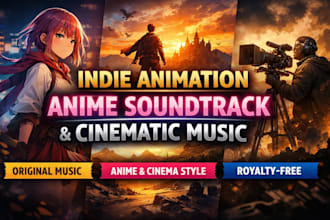 produce music for indie animation, anime style soundtrack, and cinematic