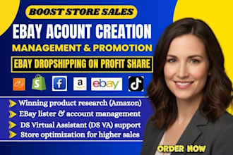 ebay account creation SEO ebay dropshipping product listing ds virtual assistant