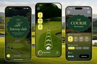 build golf booking app, fantasy app, event booking app, football app