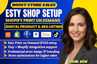 do esty shop setup esty shopify SEO listing promotion digital products sales