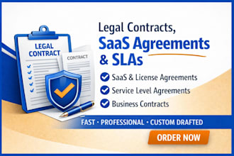 draft legal contracts, saas agreements, slas  license agreements in 24hrs