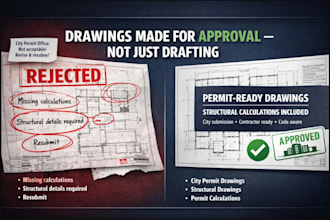 city permit drawings, structural drawings, and calculations for building permit