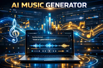develop ai music generator website, software music website, ai text to music app
