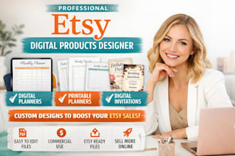 design profitable etsy digital products, planners printable invitations