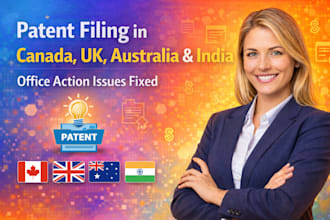prepare and file patent in canada UK australia india with office action support