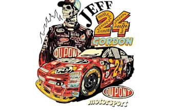 design high quality car reaching mascot logo with t shirt design