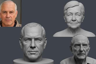 sculpt realistic 3d head bust, 3d face, anime figure  stl file for 3d printing