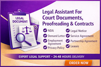 be your legal assistant for court documents legal proofreading  contracts