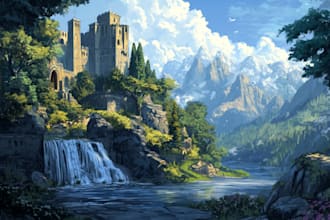 do stunning fantasy landscape, background illustration