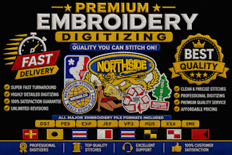 create embroidery digitizing into dst pes emb files
