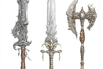 draw custom fantasy dnd weapons art and props
