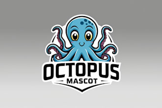 design high quality octopus mascot logo with unlimited revision