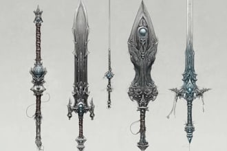 draw your prop, fantasy or futuristic weapon designs