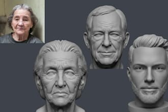 sculpt realistic 3d head bust, 3d face, full body model stl file for 3d printing