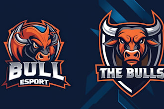 make bull head mascot logo with esport illustration style